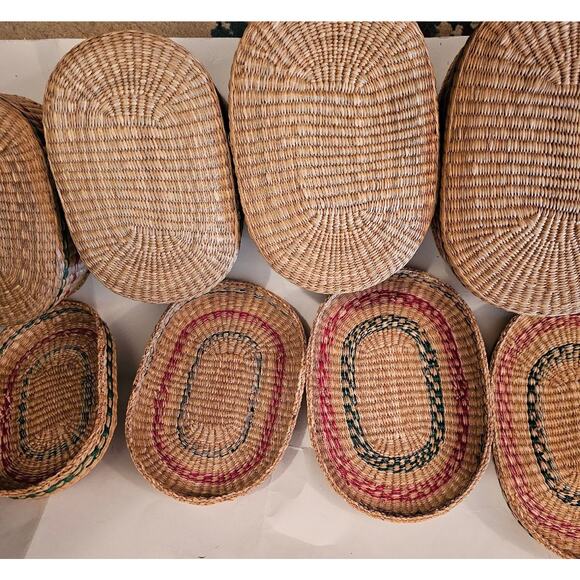Woven Nesting Baskets Set Of 4 With Lids And Handles Never Used - Picture 8 of 12